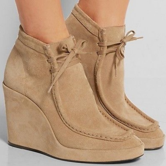 Balenciaga Suede Lace-up Platform Wedge Ankle Boot - Picture 2 of 6